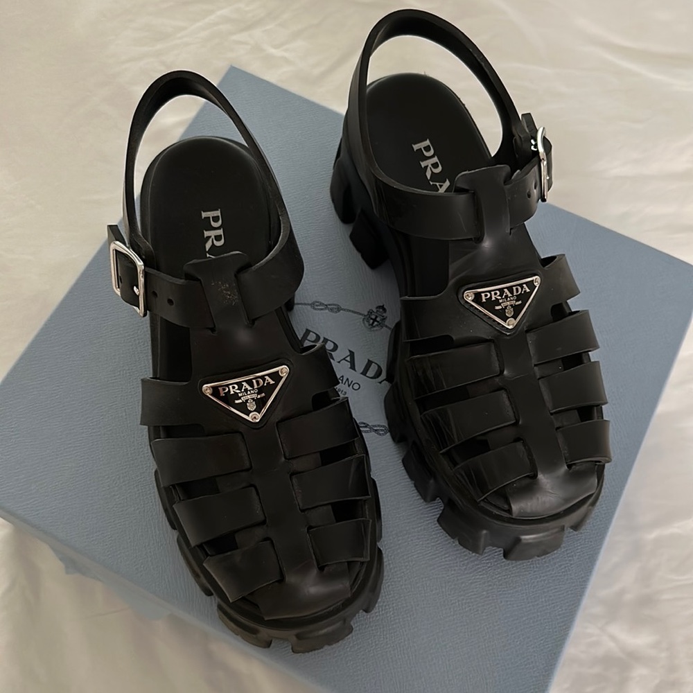 Prada Black Fisherman Sandal - 37